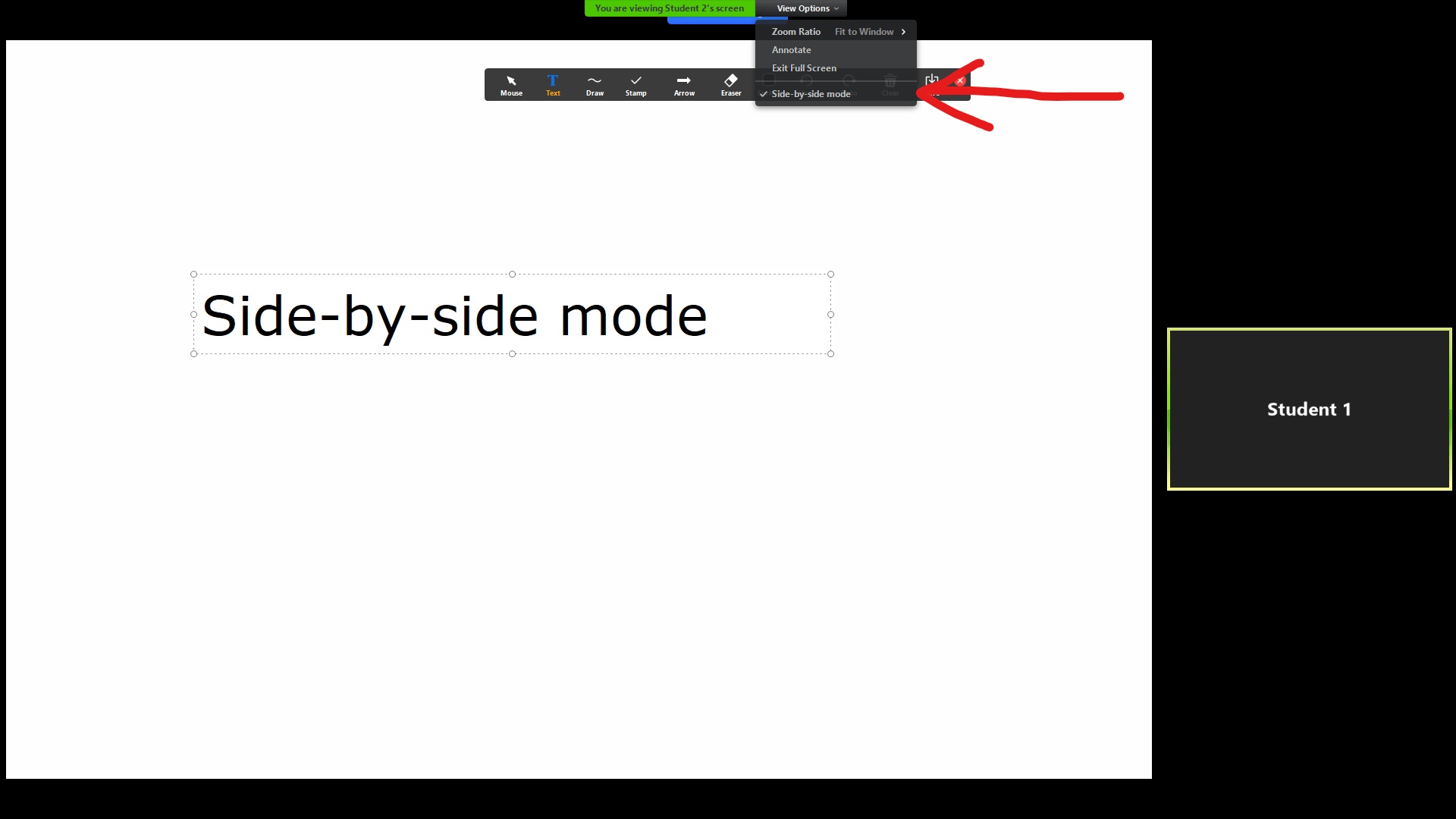 Skjermbilde som viser hvordan du aktiverer "Side-by-side"-modus