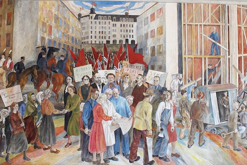 Frise i Oslo rådhus, "Arbeiderbevegelsens utvikling i Norge"