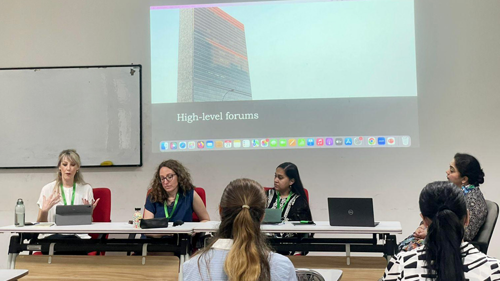 The four Beyond researchers at a panel at the IASFM20, dicsussing non-signatory states.