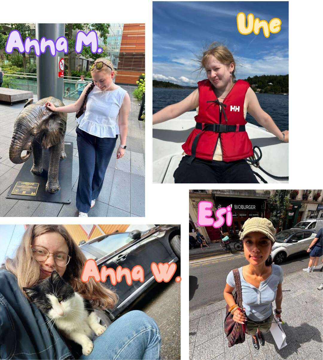 Ett bilde av hver av de fire vitenskapelige assistentene på IKRS – Anna M, Une, Anna W og Esi