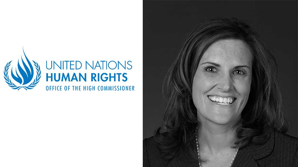 United nations human rights office of the high commissioner logo and portrait of Cecilia Bailliet