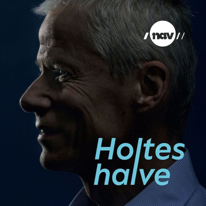 Forsidebildet til podkasten «Holtes halve». 