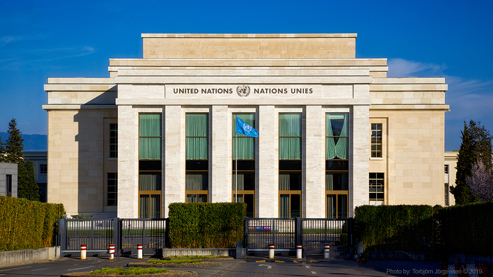 Image of the United Nations building in Geneva.