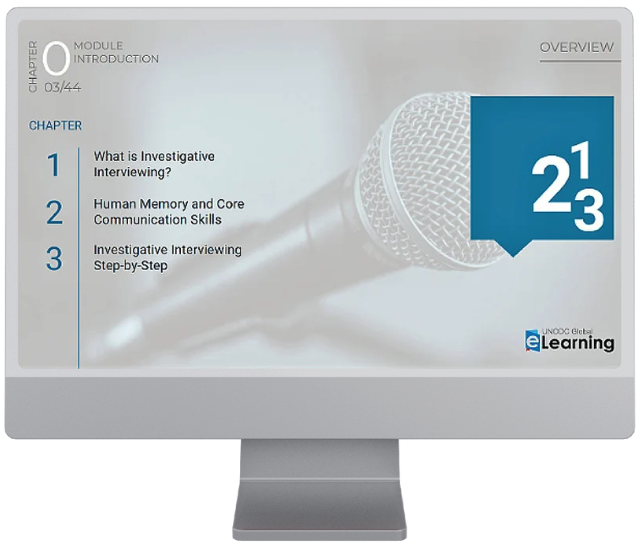 Illustration of a PC with the eLearning open on the screen.