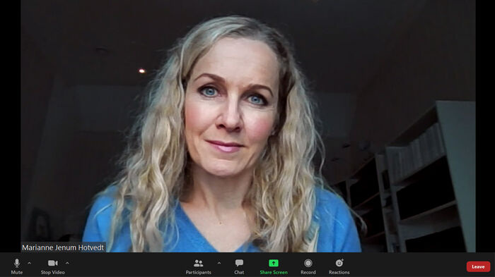 Skjermbilde fra et av allmøtene, av Marianne Jenum Hotvedt. Møtet ble avholdt med Zoom.